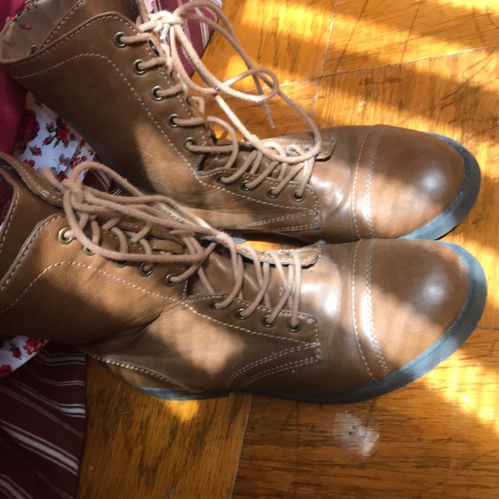 Brown combat boots